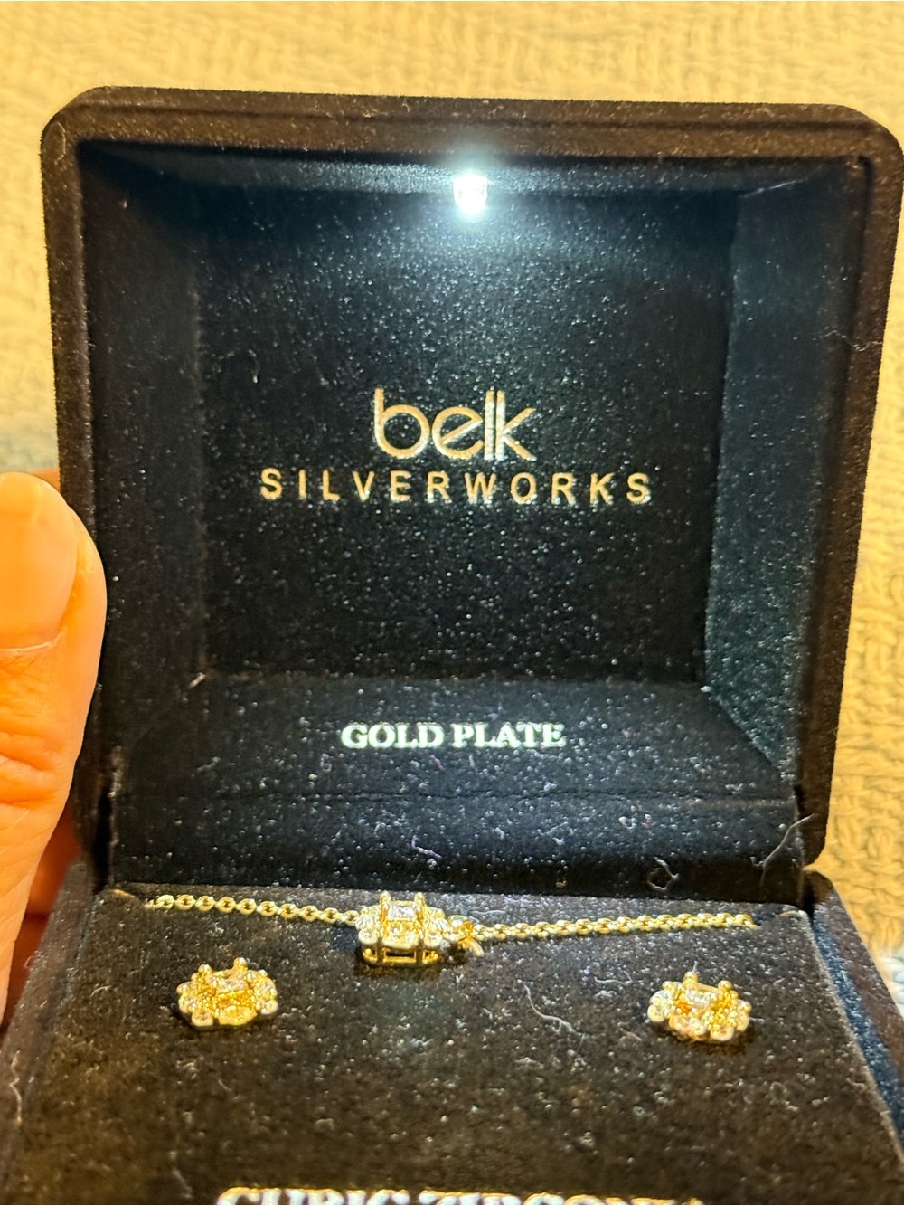 belk Gold Plate Pendant and Stud Earring Set - Gold